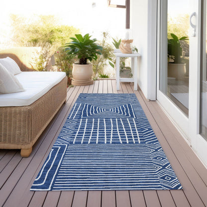 Machine Washable Indoor/ Outdoor Modern Mosaic Chantille Rug