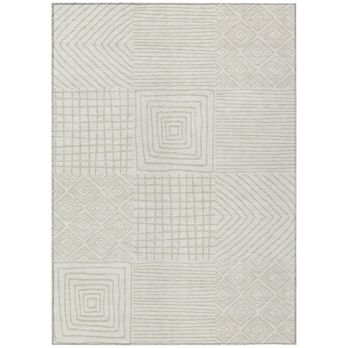 Machine Washable Indoor/ Outdoor Modern Mosaic Chantille Rug