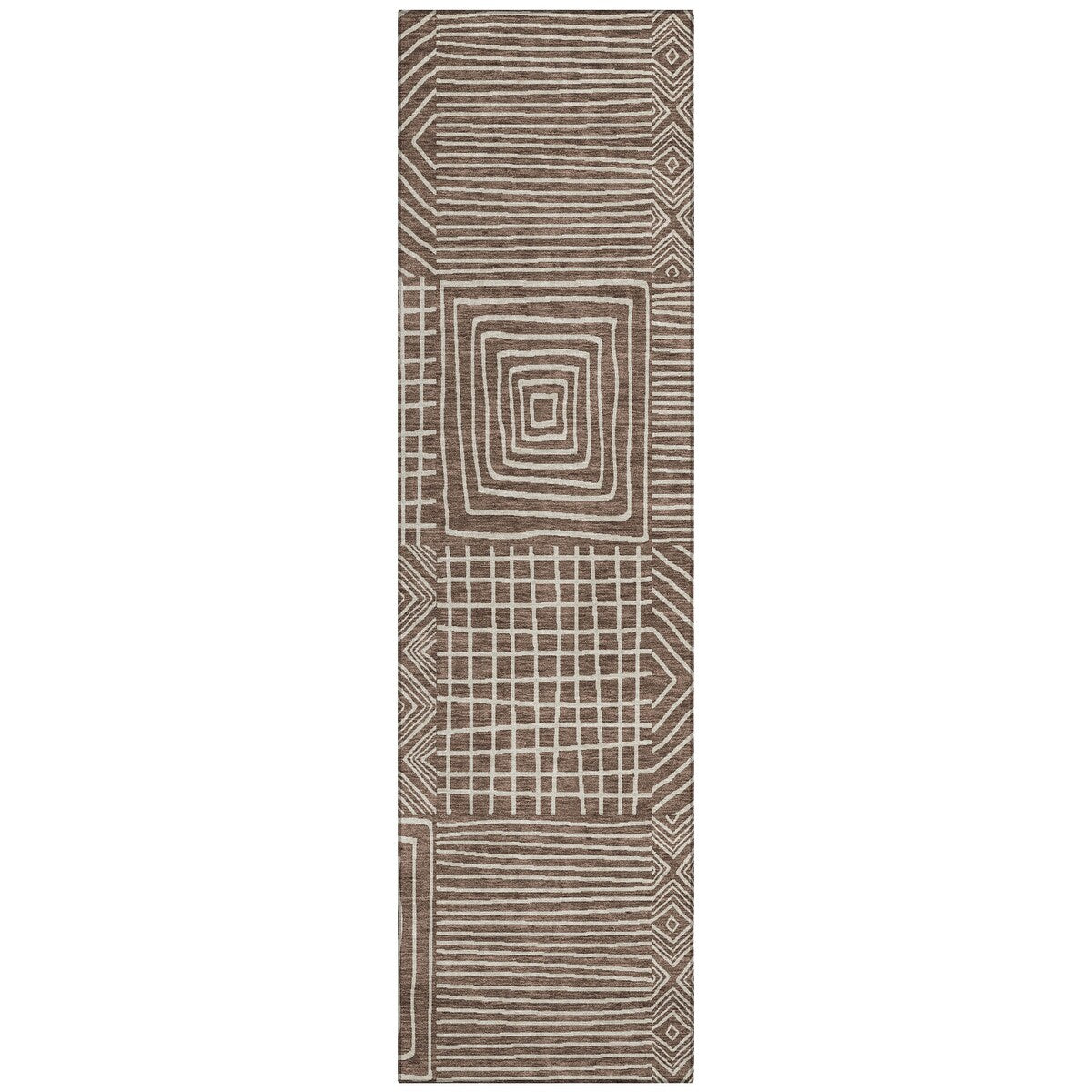 Machine Washable Indoor/ Outdoor Modern Mosaic Chantille Rug
