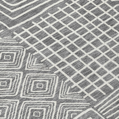 Machine Washable Indoor/ Outdoor Modern Mosaic Chantille Rug