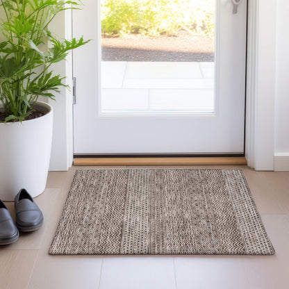 Machine Washable Indoor/ Outdoor Modern Stripes Chantille Rug