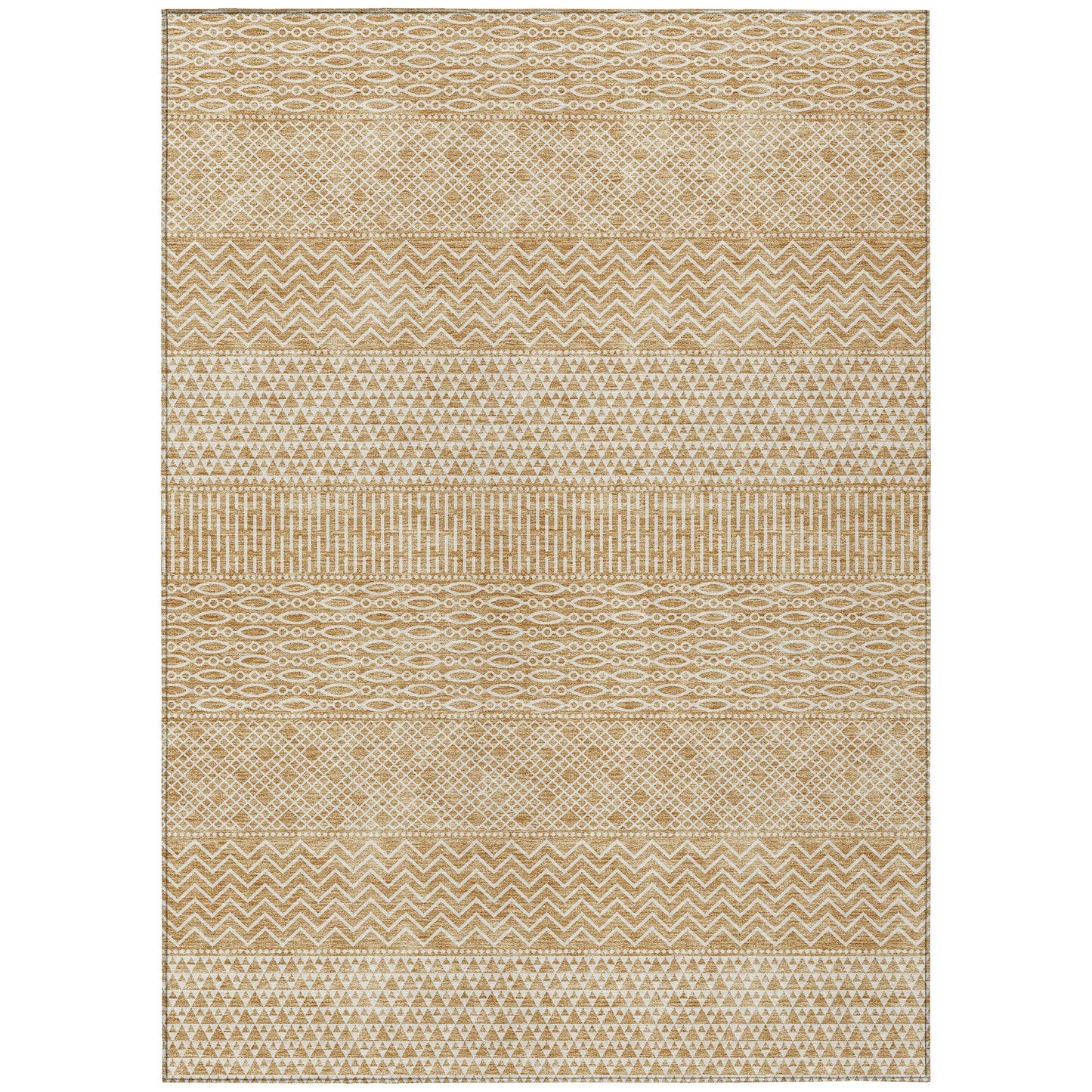 Machine Washable Indoor/ Outdoor Modern Stripes Chantille Rug