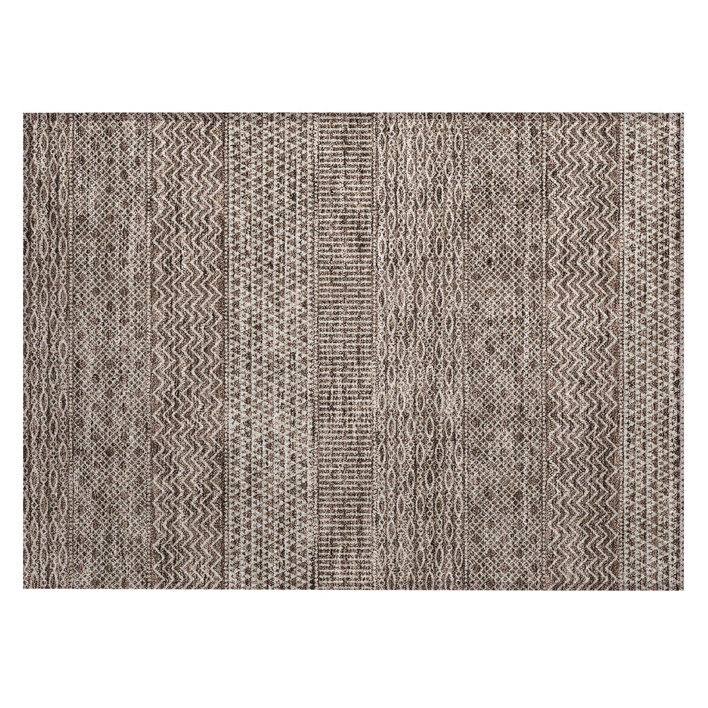 Machine Washable Indoor/ Outdoor Modern Stripes Chantille Rug