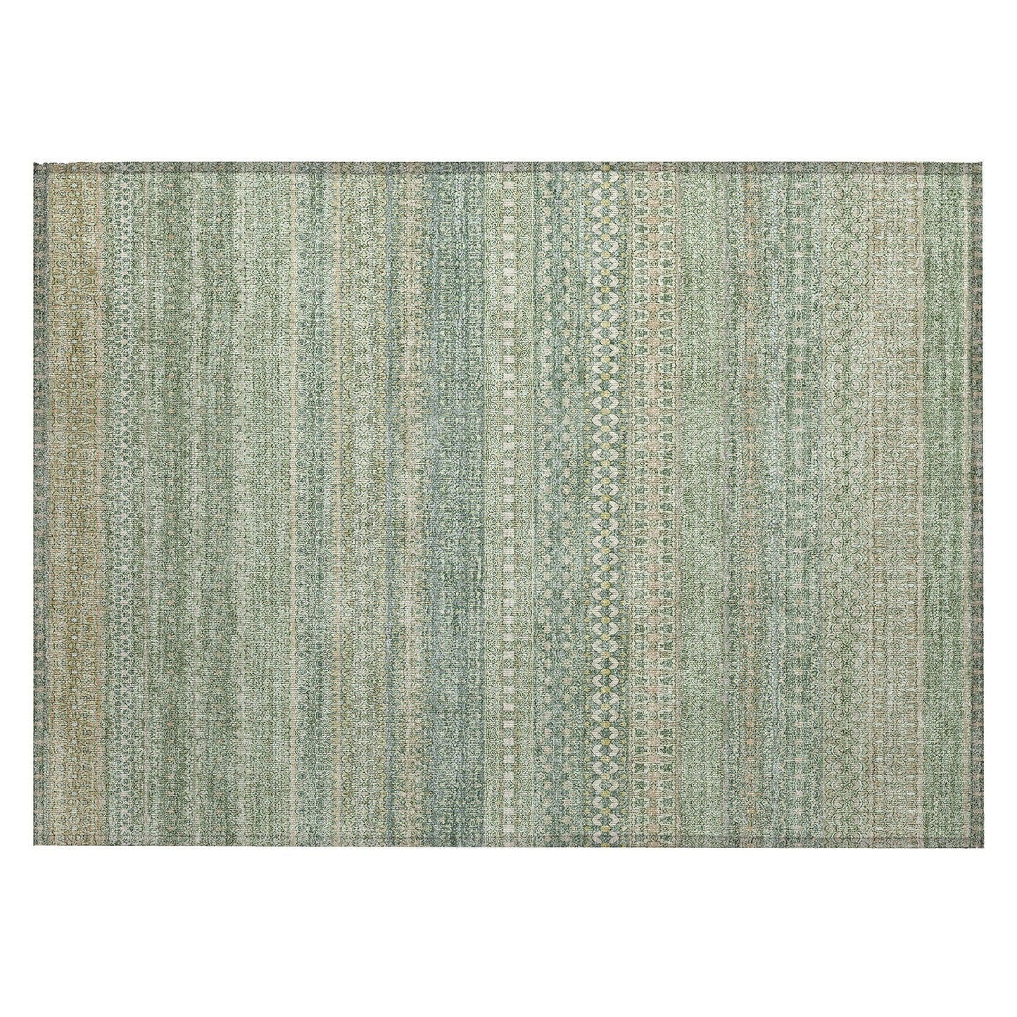 Machine Washable Indoor/ Outdoor Moroccan Stripes Chantille Rug