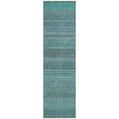 Machine Washable Indoor/ Outdoor Moroccan Stripes Chantille Rug