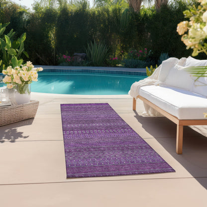 Machine Washable Indoor/ Outdoor Moroccan Stripes Chantille Rug
