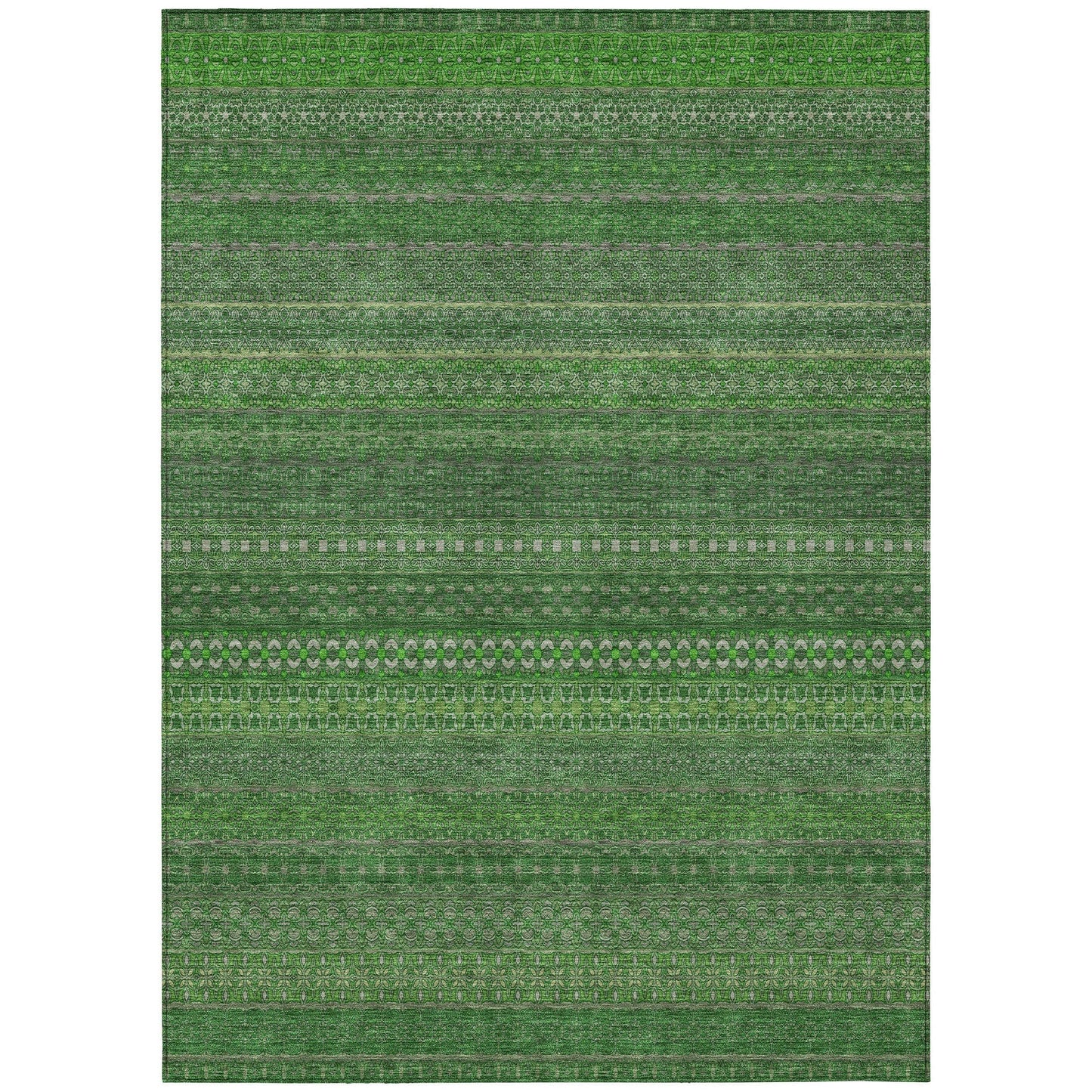 Machine Washable Indoor/ Outdoor Moroccan Stripes Chantille Rug