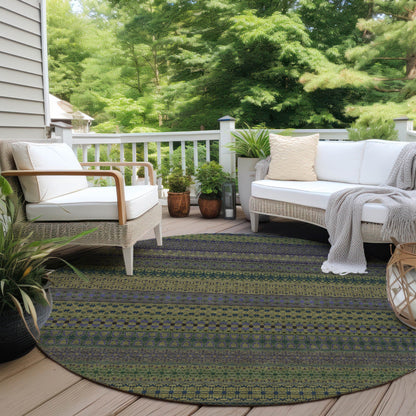 Machine Washable Indoor/ Outdoor Moroccan Stripes Chantille Rug