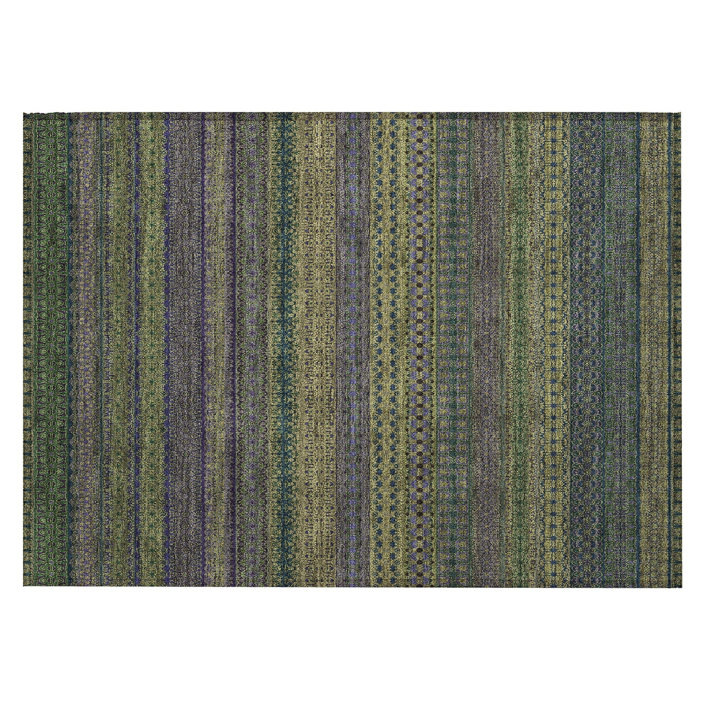 Machine Washable Indoor/ Outdoor Moroccan Stripes Chantille Rug