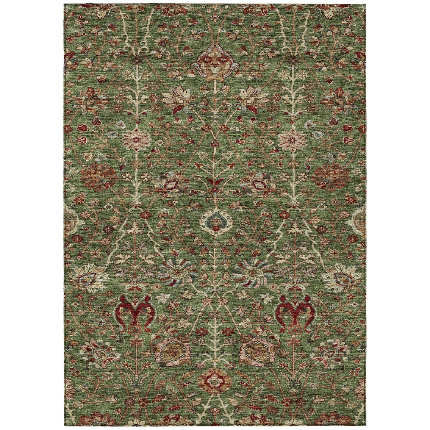 Machine Washable Indoor/ Outdoor Traditional Kashan Chantille Rug