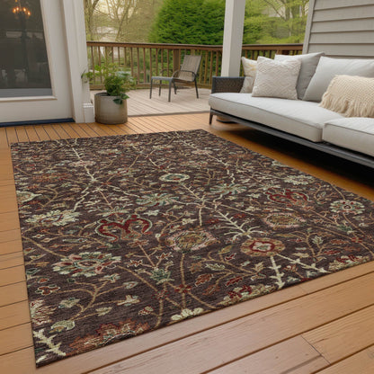 Machine Washable Indoor/ Outdoor Traditional Kashan Chantille Rug