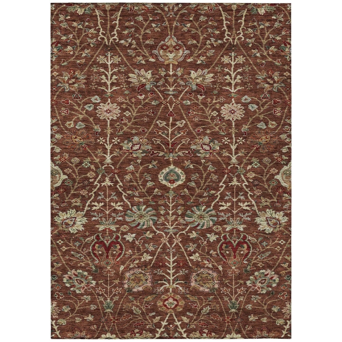 Machine Washable Indoor/ Outdoor Traditional Kashan Chantille Rug