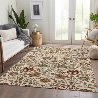 Machine Washable Indoor/ Outdoor Traditional Kashan Chantille Rug