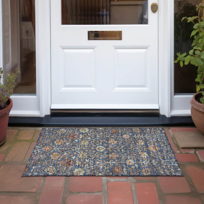 Machine Washable Indoor/ Outdoor Traditional Kashan Chantille Rug