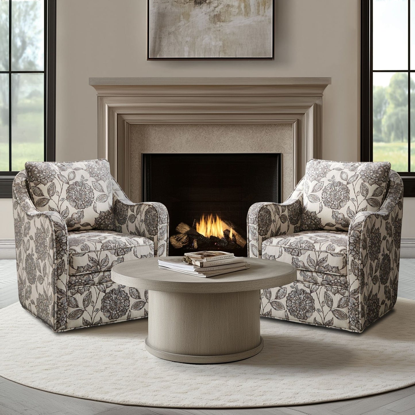 Madison Park Betty Upholstered Swivel Curved Armchair