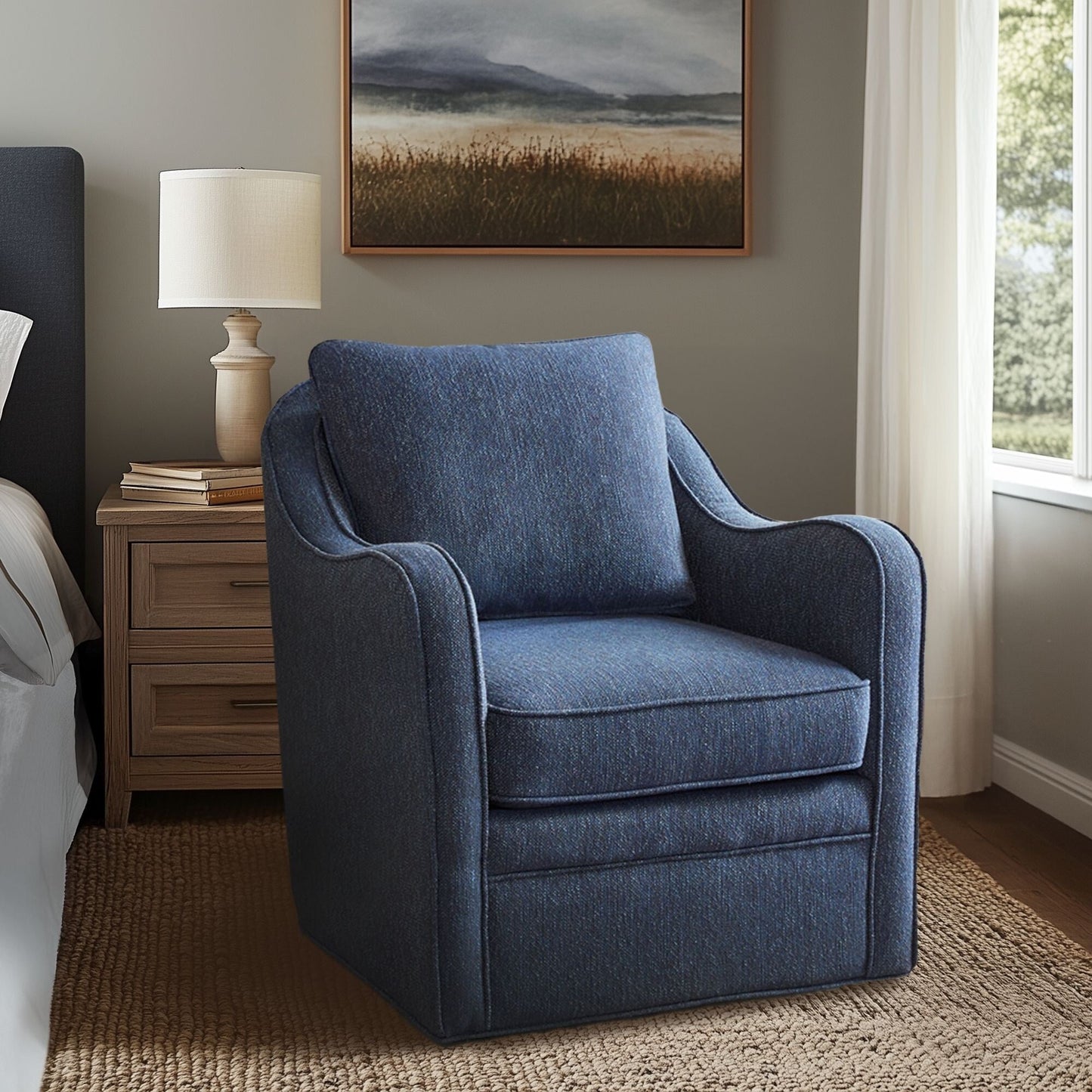 Madison Park Betty Upholstered Swivel Curved Armchair
