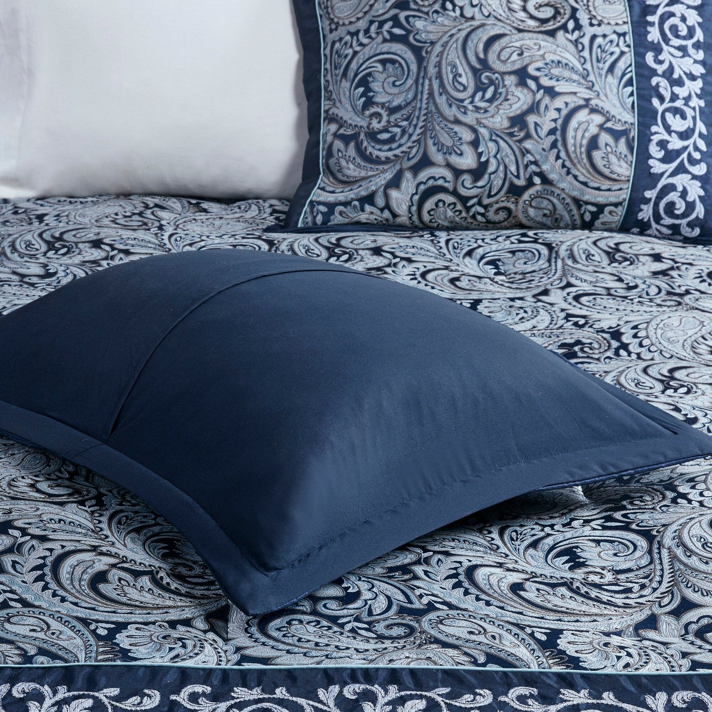 Madison Park Elaine Navy 7 Piece Jacquard Comforter Set