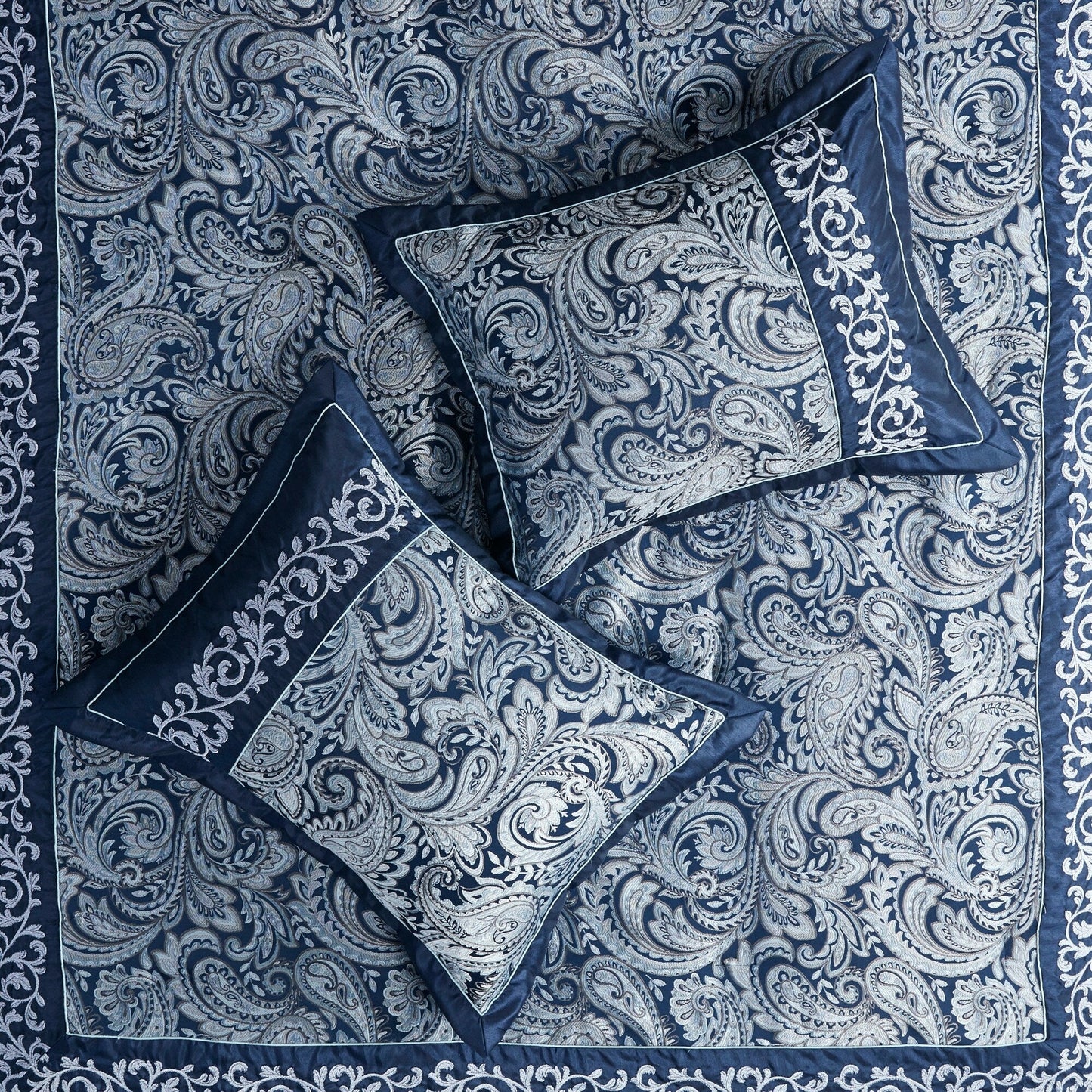 Madison Park Elaine Navy 7 Piece Jacquard Comforter Set