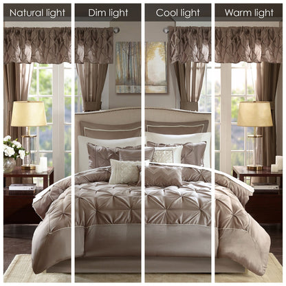 Madison Park Essentials Loretta 24 pièces dans un sac avec panneaux de fenêtre et ensemble de draps