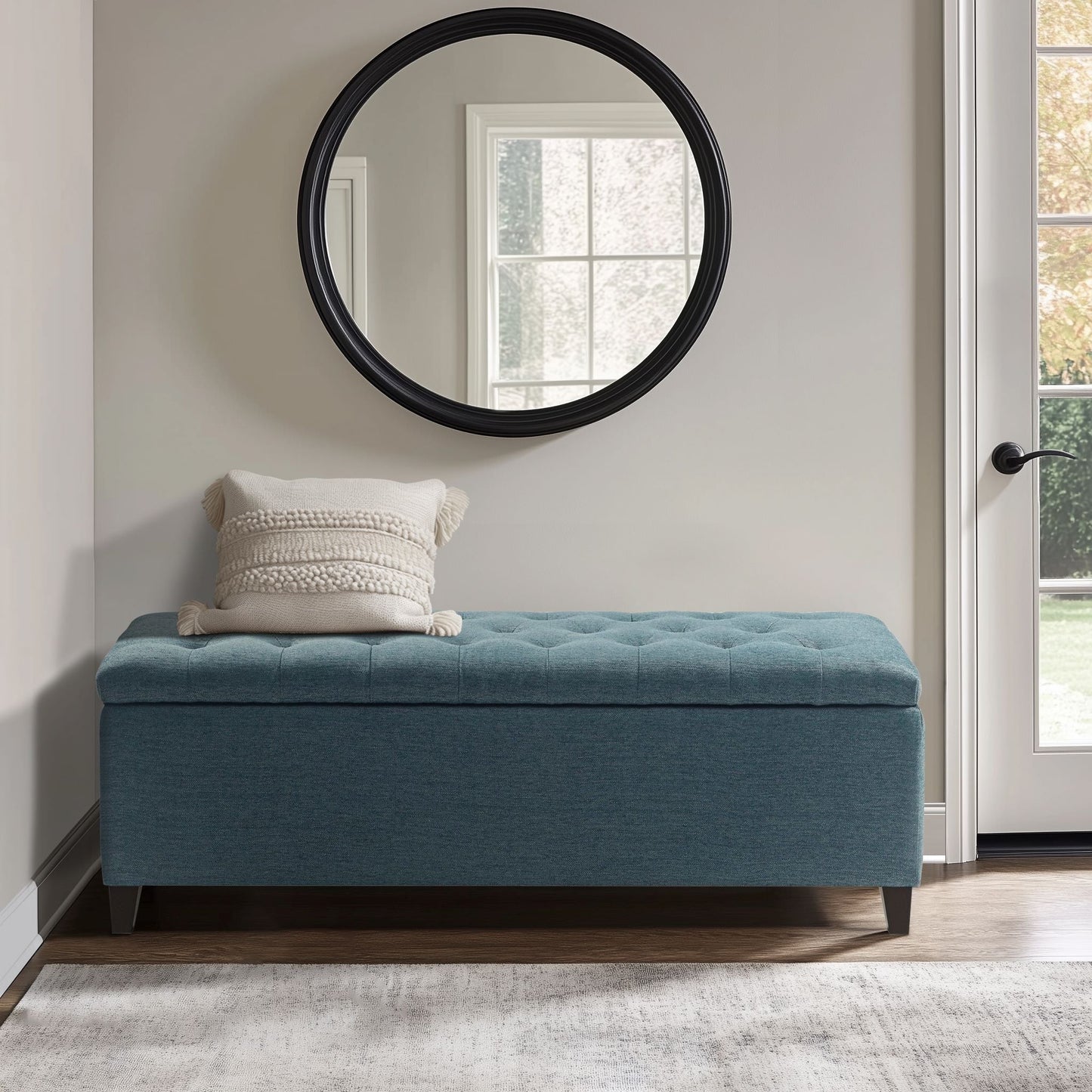 Banc de rangement rembourré à plateau capitonné Sasha de Madison Park