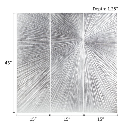 Ensemble de 3 triptyques muraux en résine dimensionnelle peints à la main Madison Park Signature Sunburst