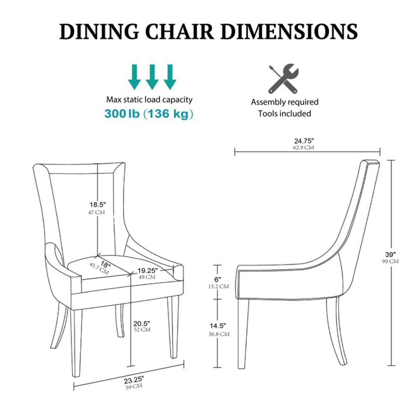 Chaises de salle à manger rembourrées Madison Park Signature Ultra avec pieds en bois (lot de 2) - N/A