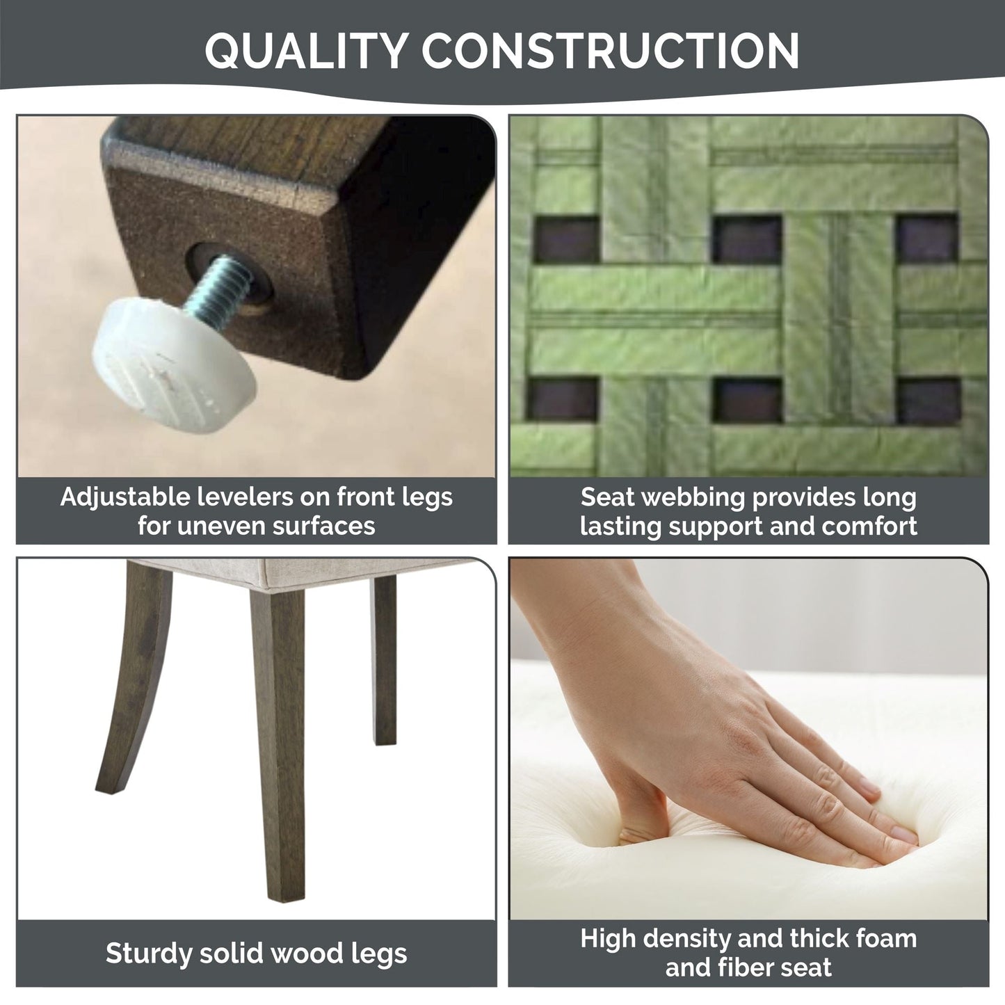 Chaises de salle à manger rembourrées Madison Park Signature Ultra avec pieds en bois (lot de 2) - N/A