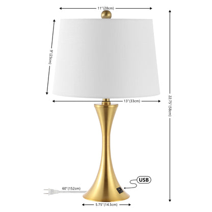 Lampe de table LED Makena 22,75 cm en fer moderne et glamour avec port de chargement USB (lot de 2) par JONATHAN Y