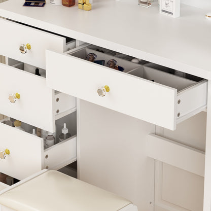 Ensemble coiffeuse avec miroir tactile et tabouret