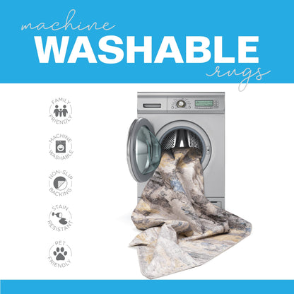 Vista Home Marissa Washable Abstract Grey/ Blue Indoor Area Rug