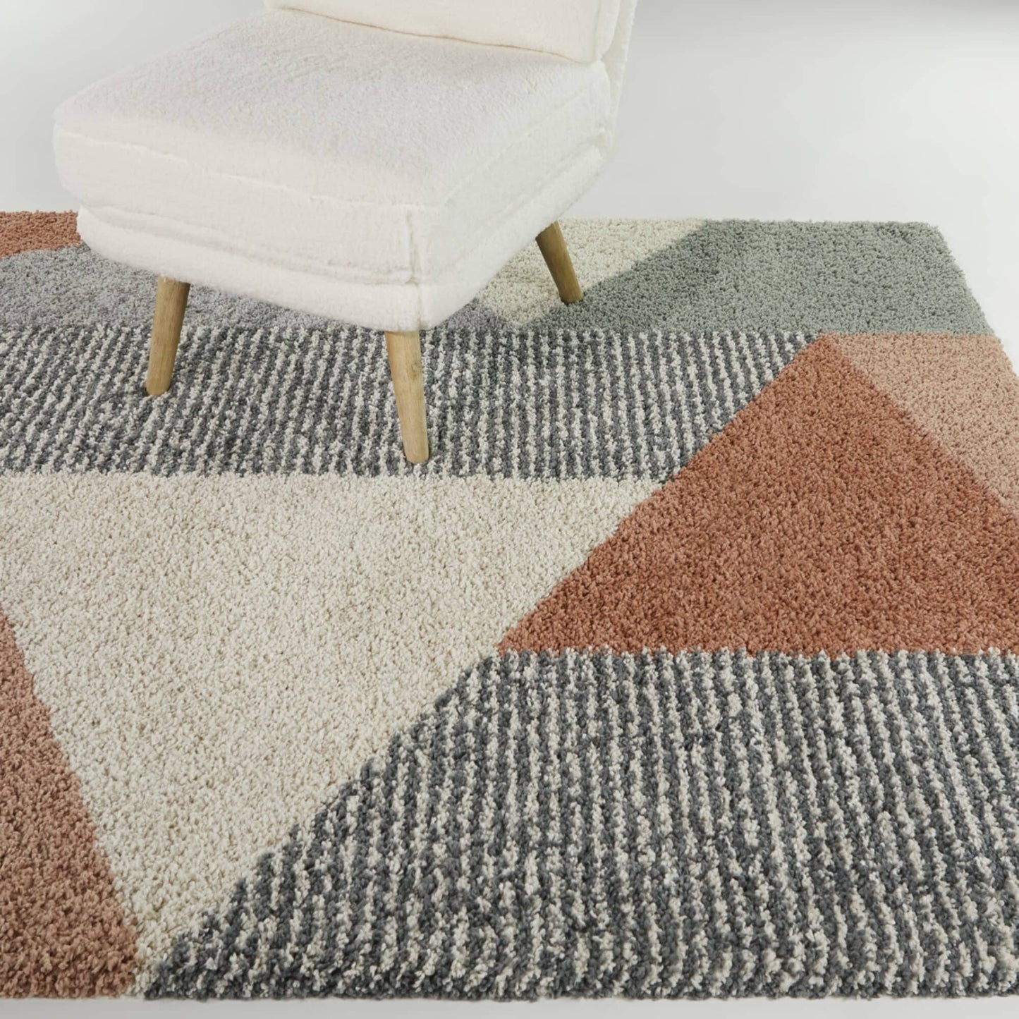 Merril Mid-century Modern Color Block Shag Area Rug