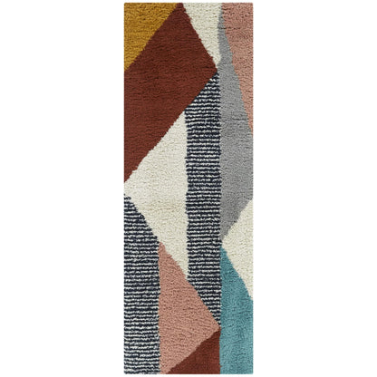 Merril Mid-century Modern Color Block Shag Area Rug