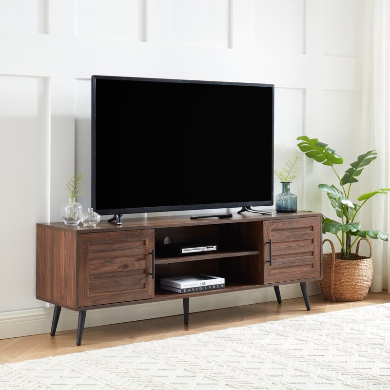 Meuble TV moderne du milieu du siècle pour téléviseurs jusqu'à 70 pouces Console multimédia de centre de divertissement - 20,5'' HX 59'' LX 15,5'' P