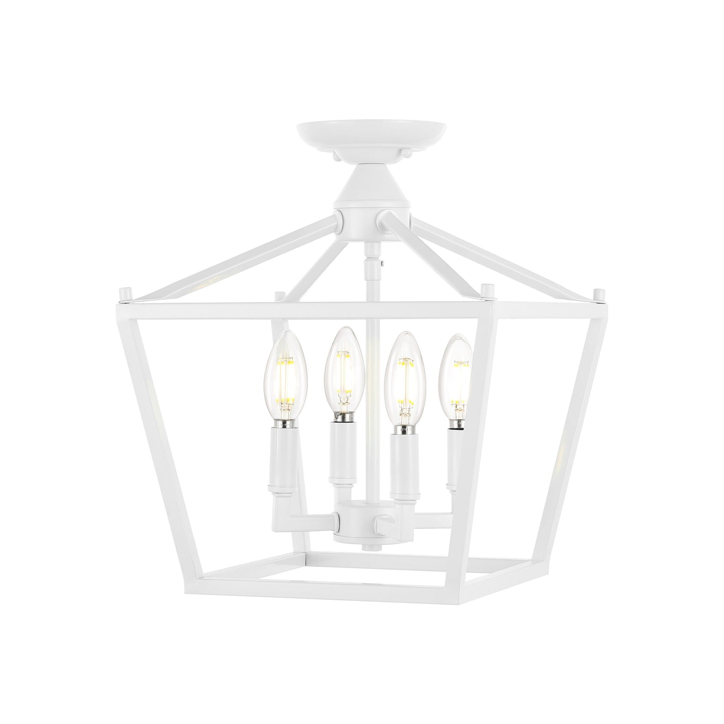 Milton Mini Lantern 4-Light Iron Modern Farmhouse LED Flush Mount, by JONATHAN Y