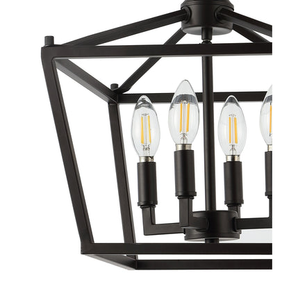 Milton Mini Lantern 4-Light Iron Modern Farmhouse LED Flush Mount, by JONATHAN Y