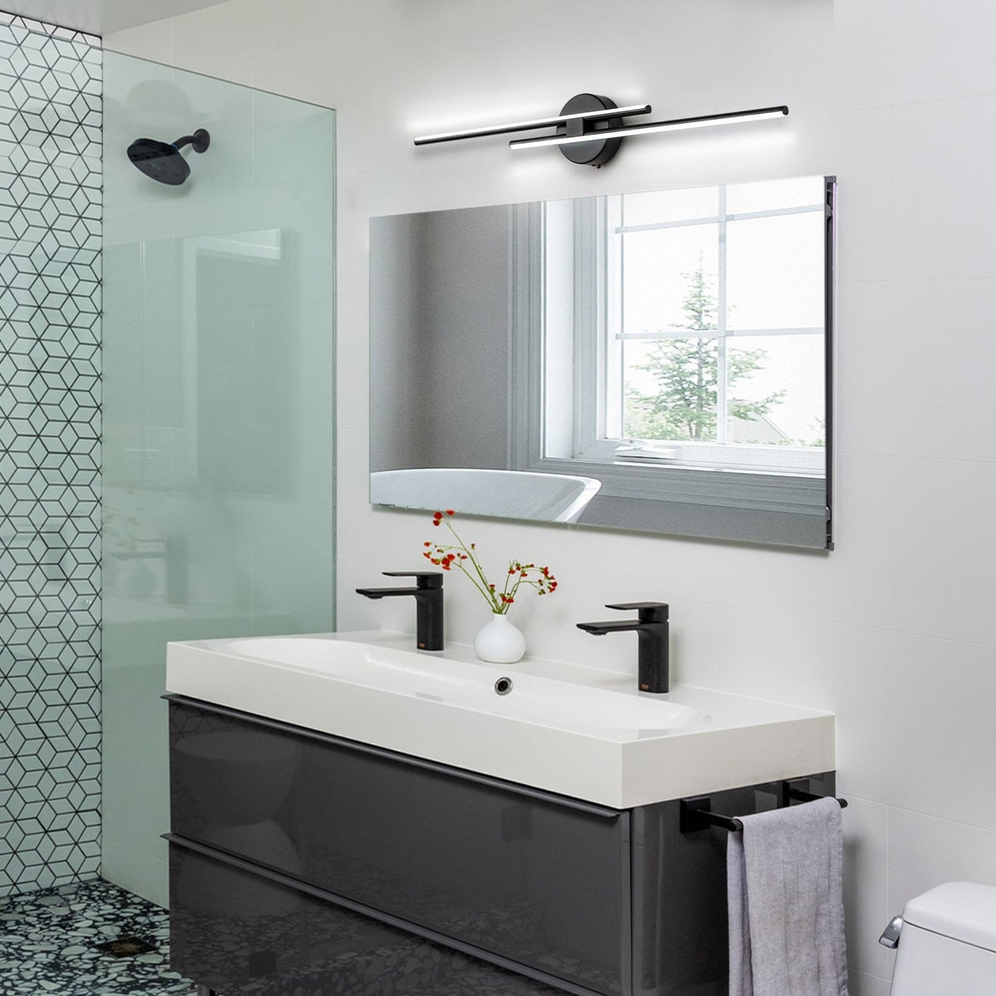 Minimalist 2-Light Dimmable LED Vanity Light Linear Metal Wall Sconce