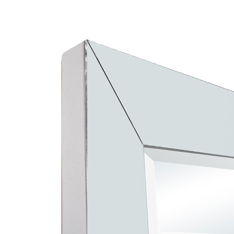 Miroir pleine longueur en imitation bois pour une réflexion claire et complète et une ambiance de pièce améliorée - Argent - Pleine longueur