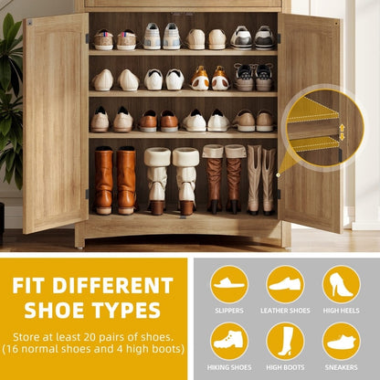 Meuble de rangement à chaussures Moasis à 5 niveaux pour 20 paires de chaussures avec portes doubles pour l'entrée