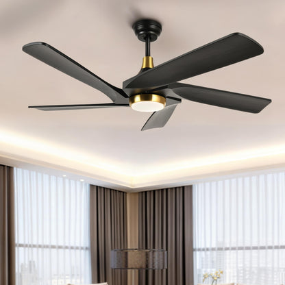 Moasis 52 Modern Remote Control Ceiling Fan with Lights and 5 Solid Wood Blades