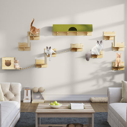 Moasis Cat Wall Shelves Set Wall Mounted Wood Cat Climber Set