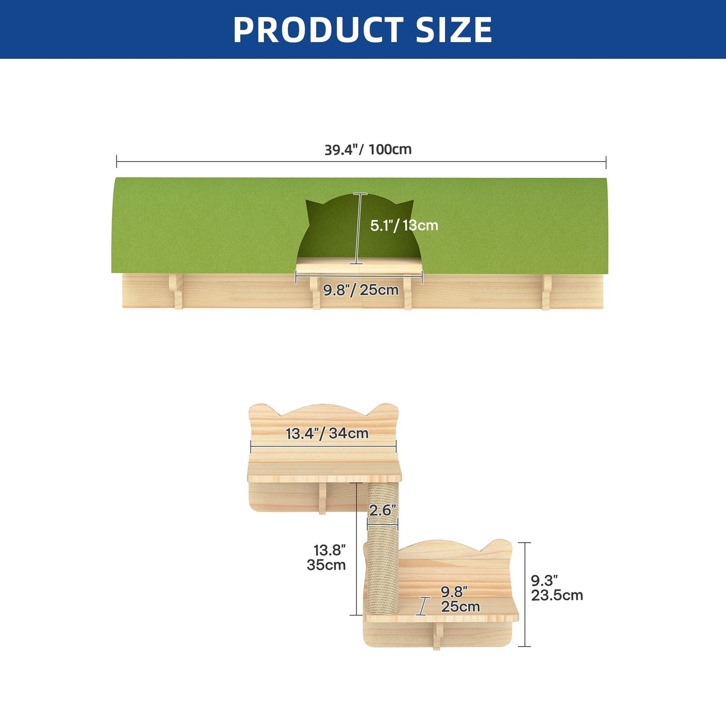 Moasis Cat Wall Shelves Set Wall Mounted Wood Cat Climber Set