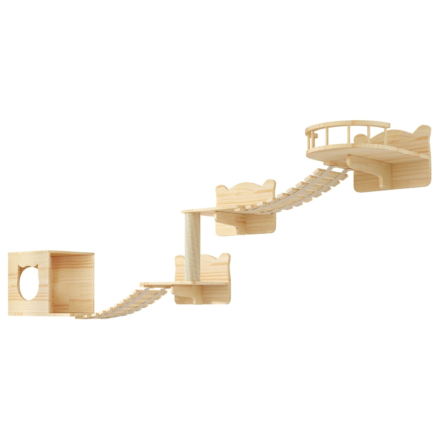 Moasis Cat Wall Shelves Set Wall Mounted Wood Cat Climber Set