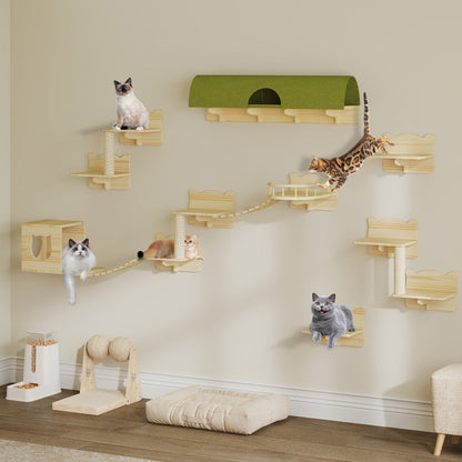 Moasis Cat Wall Shelves Set Wall Mounted Wood Cat Climber Set