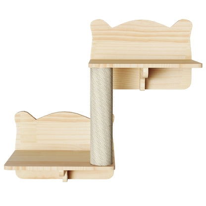 Moasis Cat Wall Shelves Set Wall Mounted Wood Cat Climber Set