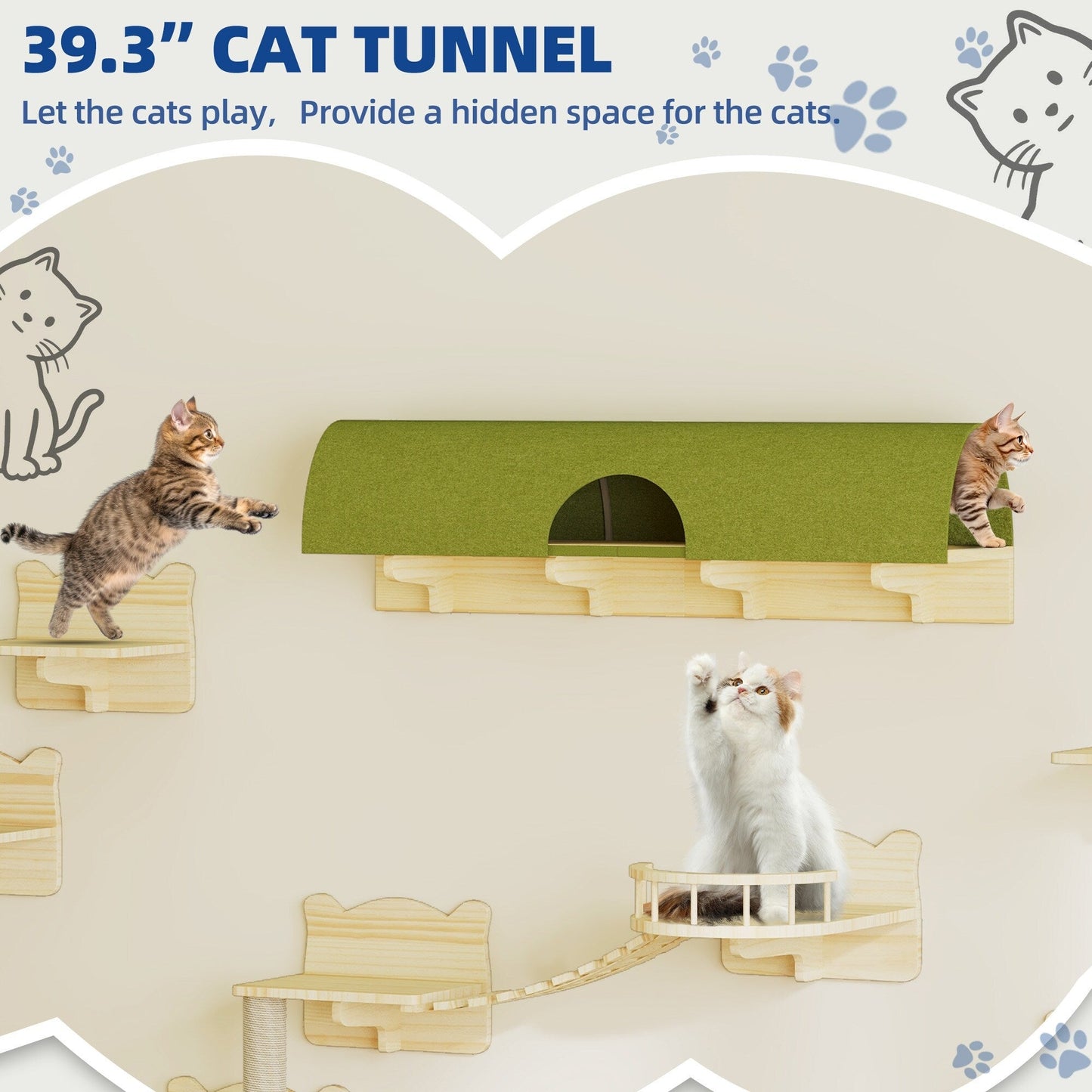 Moasis Cat Wall Shelves Set Wall Mounted Wood Cat Climber Set