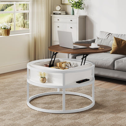 Moasis Round Lift Top Coffee Table with Hidden Storage