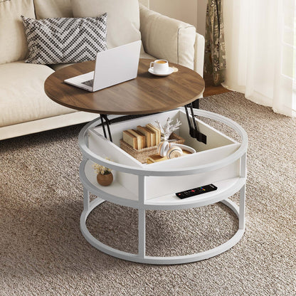 Moasis Round Lift Top Coffee Table with Hidden Storage