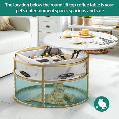 Moasis Round Lift Top Coffee Table with Hidden Storage