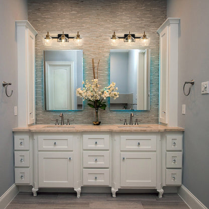 Appliques murales modernes à 3/4 lumières pour salle de bain, à intensité variable, avec abat-jour en verre