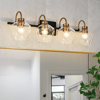 Appliques murales modernes à 3/4 lumières pour salle de bain, à intensité variable, avec abat-jour en verre